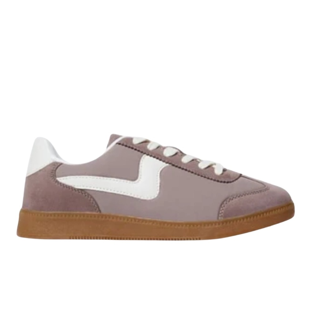 •Court•Mauve Suede Lace-Up Sneakers | Retro Gum Sole Casual Shoes - Picture 5 of 8